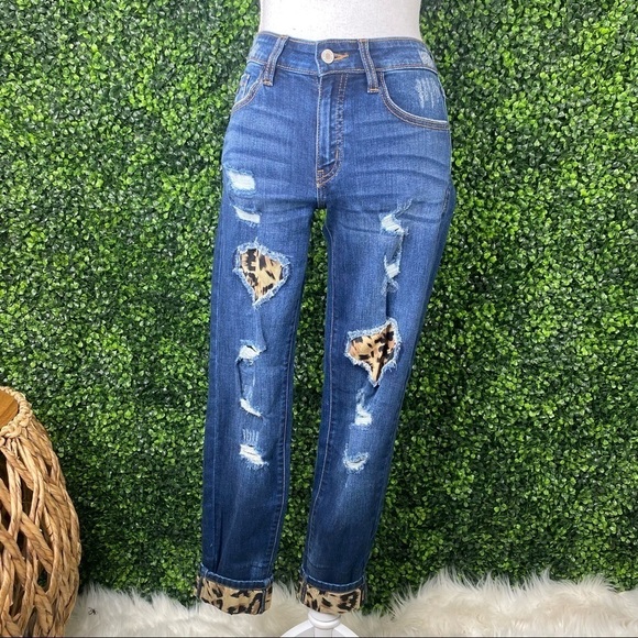 Kancan mid rise ankle skinny cheetah print jeans - Picture 3 of 5
